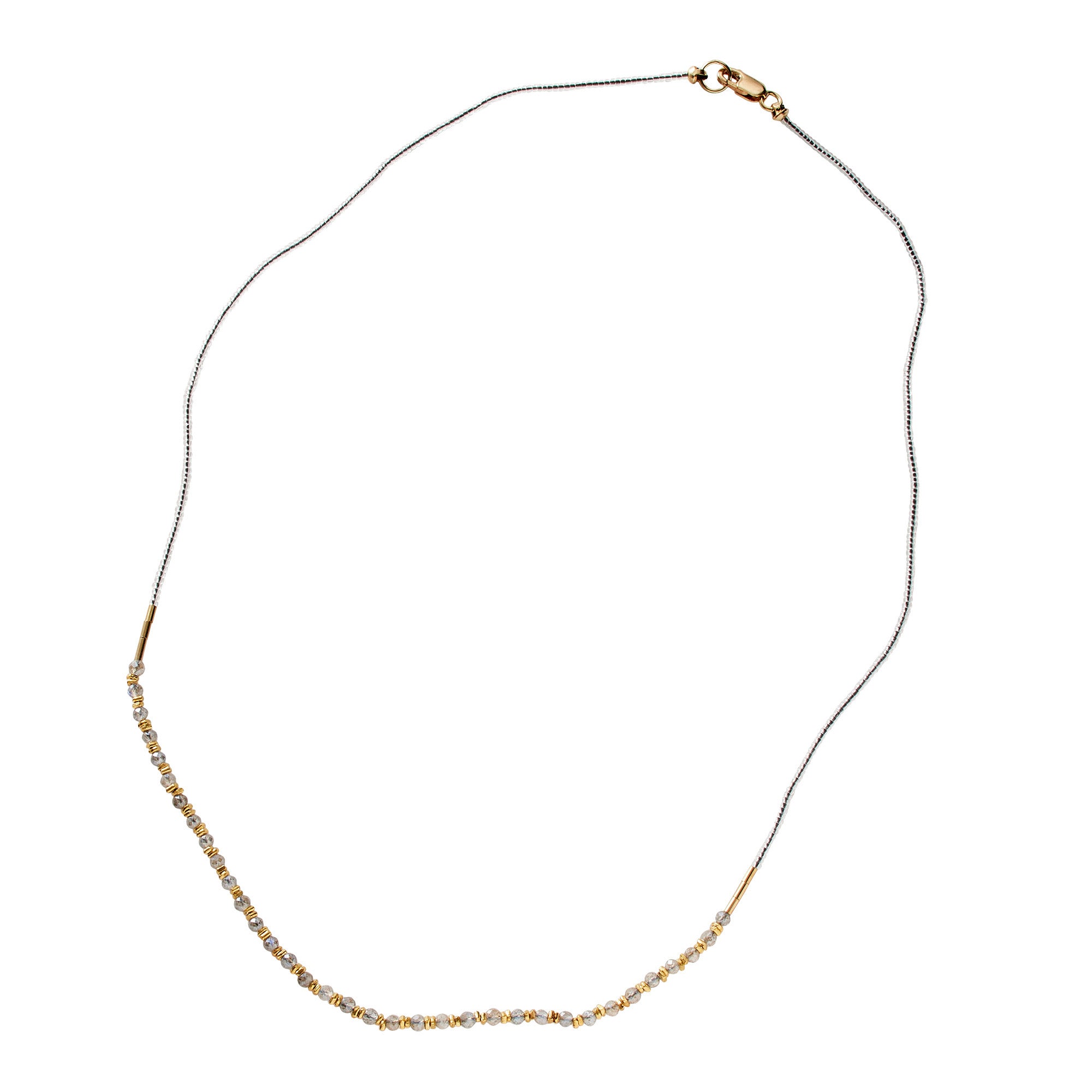 Labradorite and Clear Vermeil Beaded Necklace/Wrap Bracelet