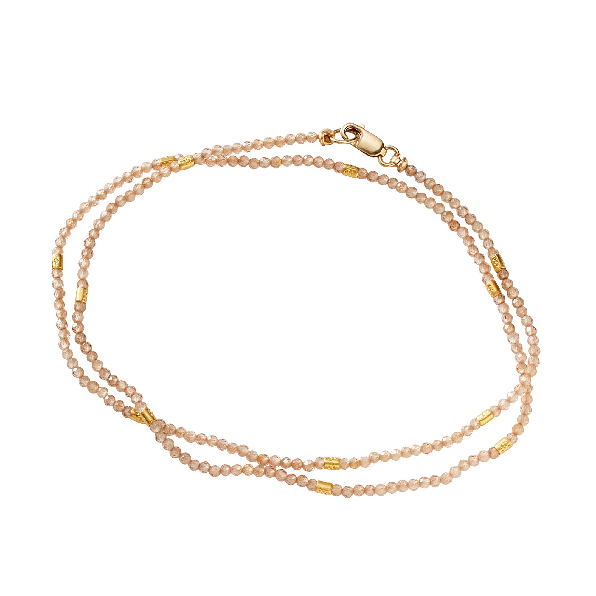Natural Zircon and Gold Vermeil Beaded Necklace/Wrap Bracelet