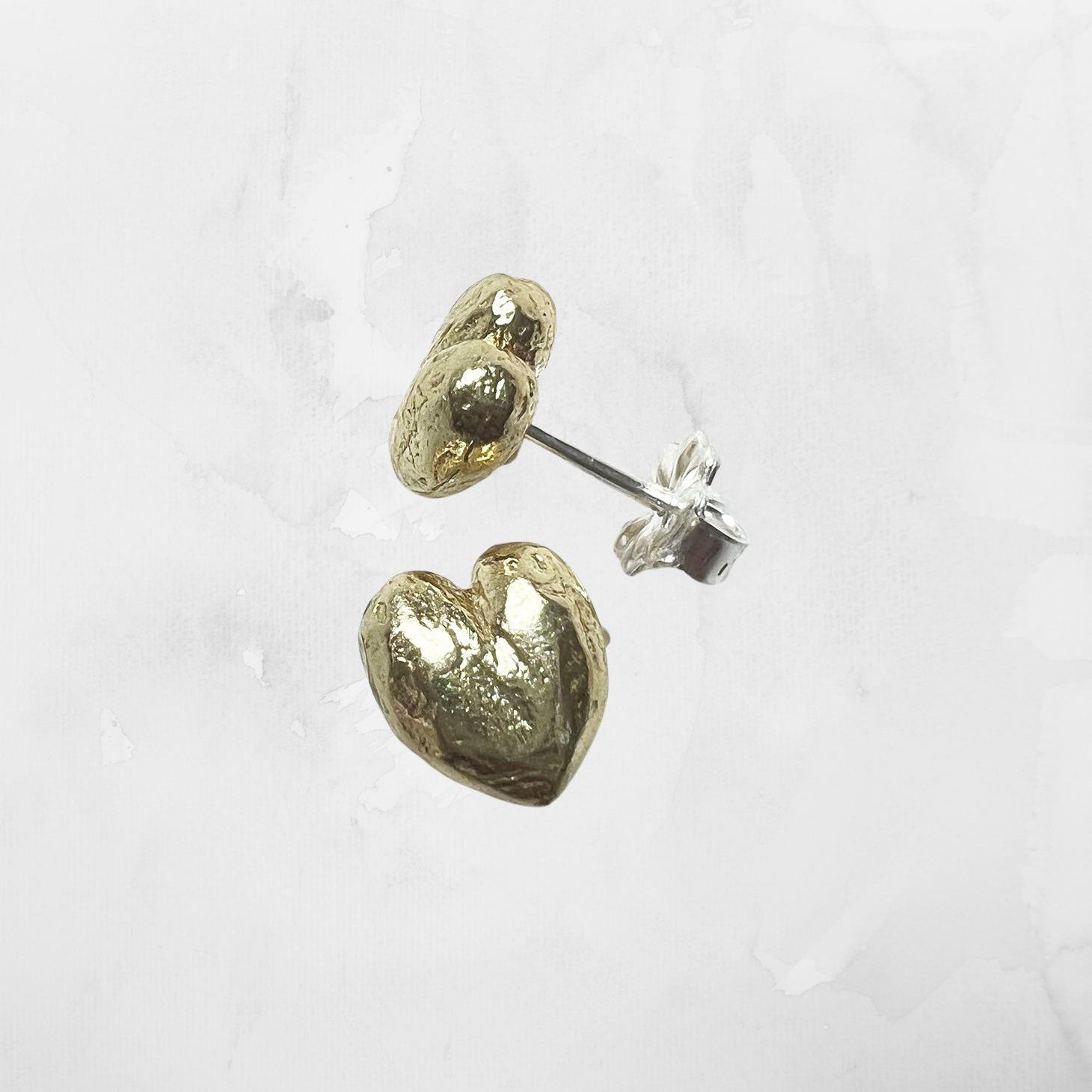 Heart Stud Earrings Brass